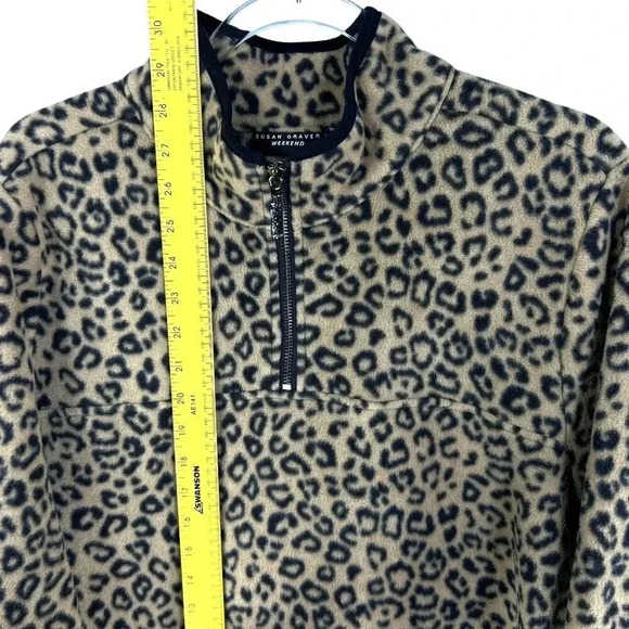 Susan Graver Weekend Womens XL Leopard Print Pullover Shacket Kangaroo Pocket - Picture 11 of 16